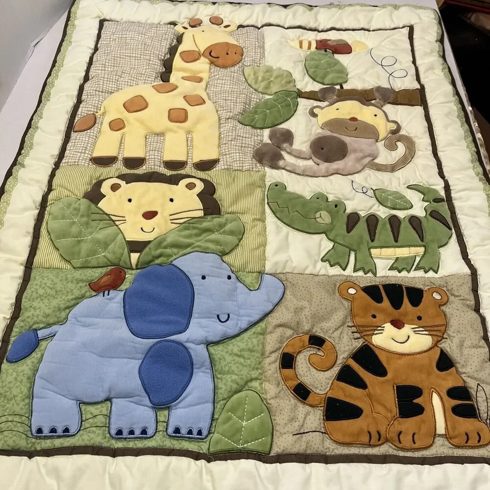 Just Born Baby Quilt Safari Animals Patchwork Baby Blanket 39”x31”